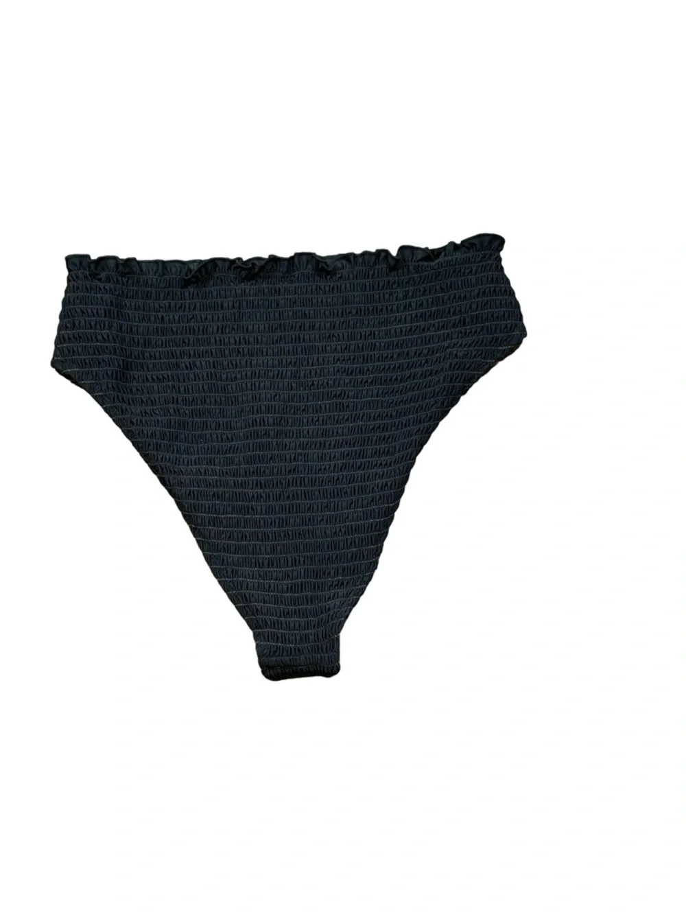 Reformation Ventura Smocked High Waisted Bikini Bottom Black